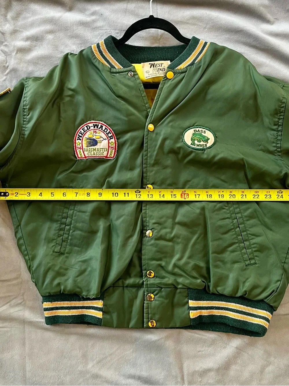 Classic, Vintage, West Wind Sterling Heights Bass Anglers green bomber jacket